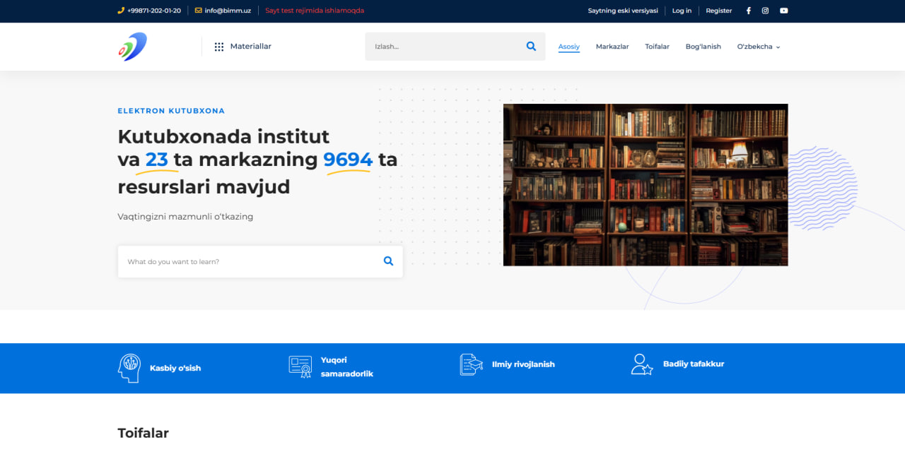 lib.bimm.uz — institutning online kutubxonasi