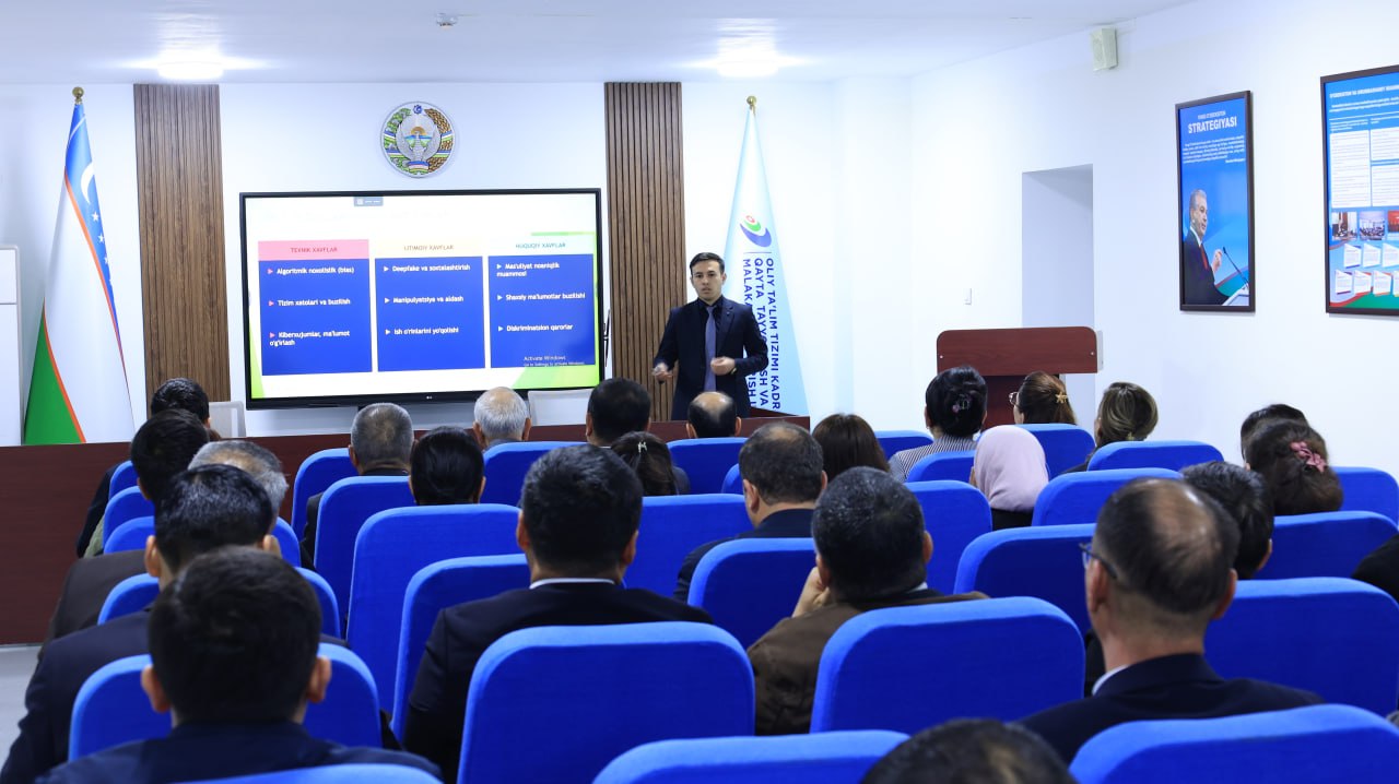 "Sun’iy intellektni yaratish, joriy qilish va foydalanish bo‘yicha etika qoidalari" mavzusida seminar bo‘lib o‘tdi